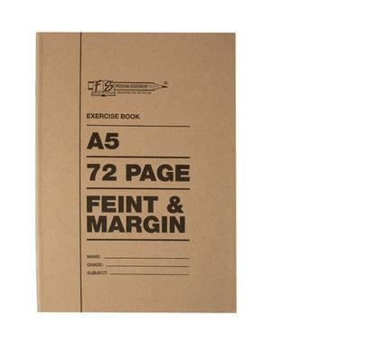 Bulk Pack of 20 A5 College Exercise Books - 72 Pages - Feint Ruled with Margin