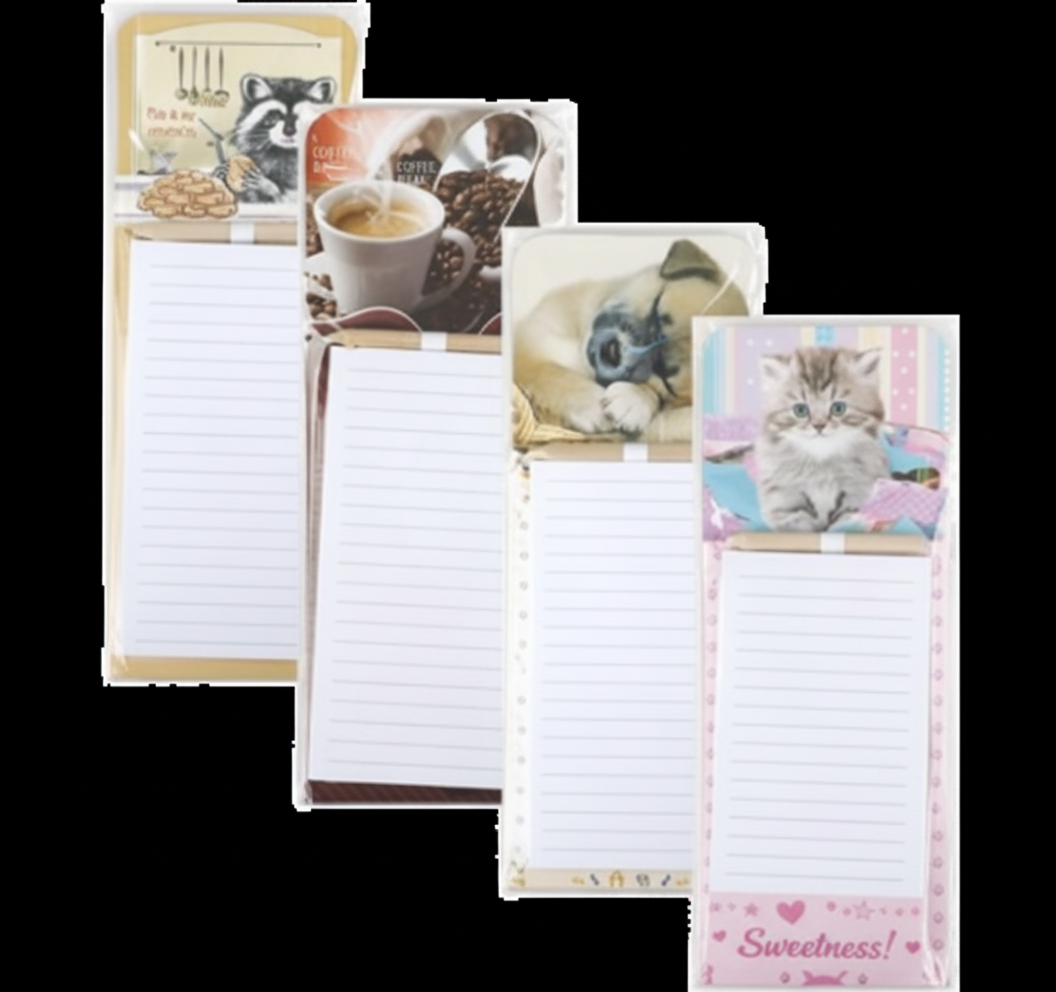 Magnetic Note Pad with Assorted Designs (20.4 x 10.2 cm)