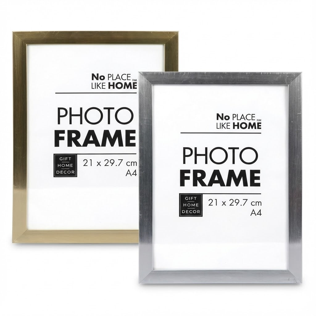 Picture Frame Plastic Metallic - A4 Certificate Size - Assorted