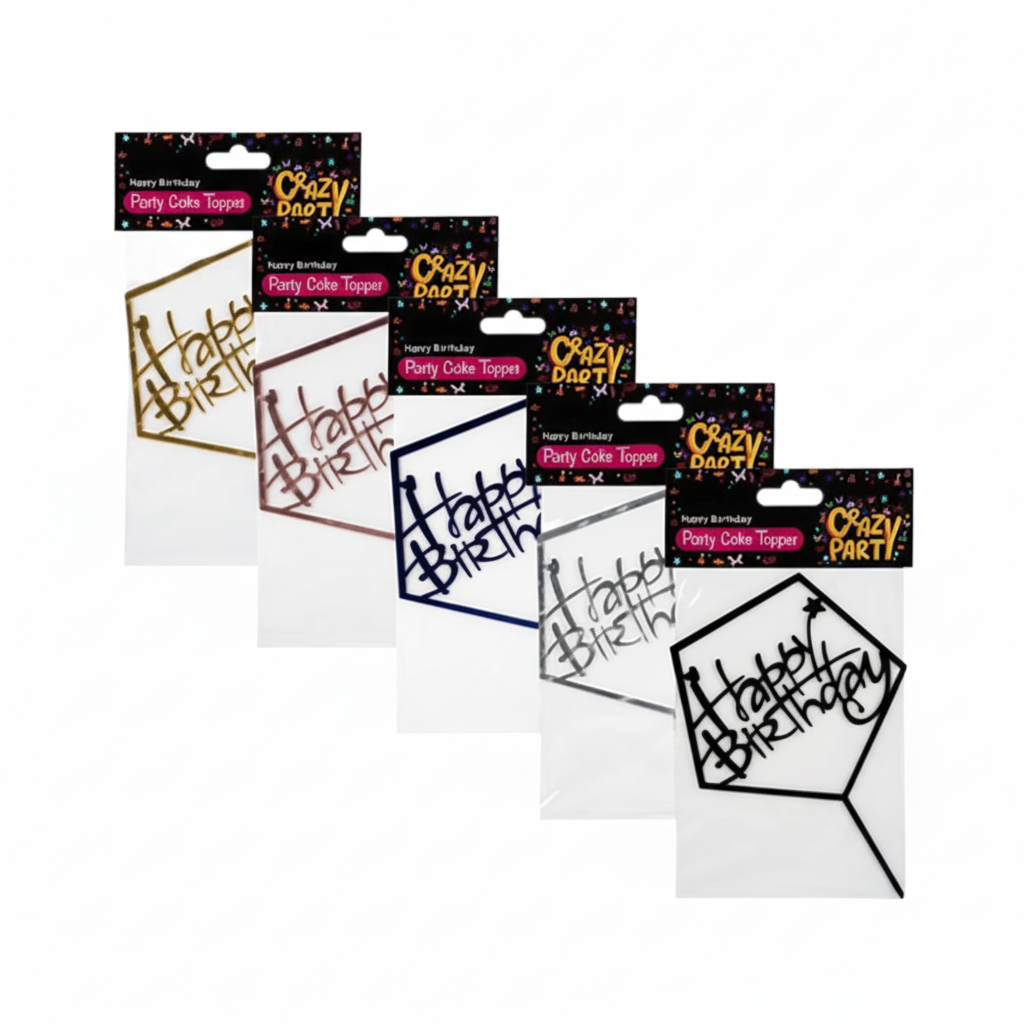 Happy Birthday Cake Topper (1 Piece) - Various Colours