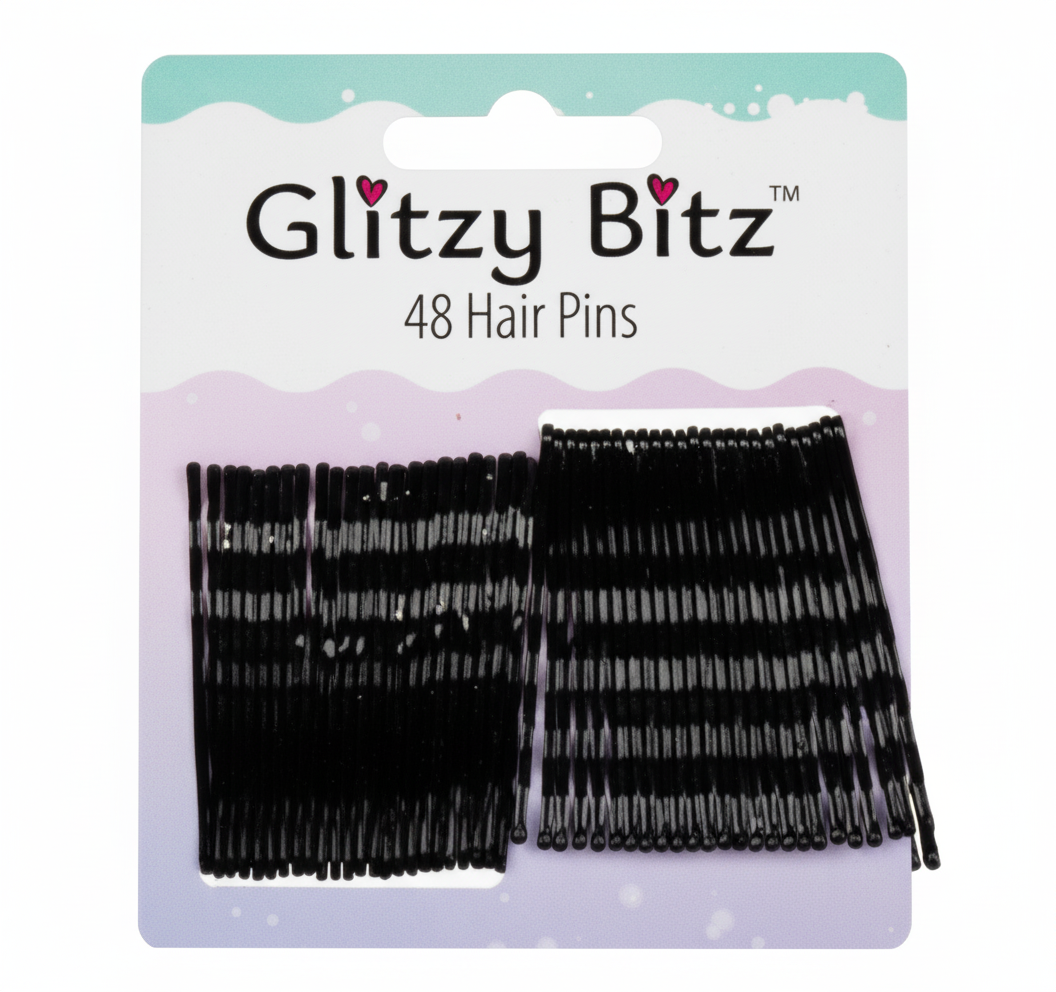 Black Hair Pins, 48 Pieces (50 mm)