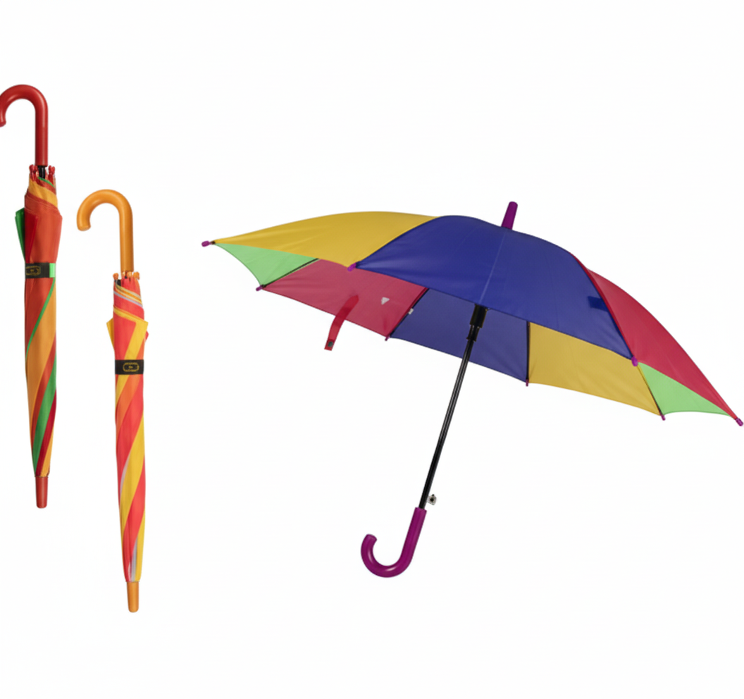 Set of 2 Children's Umbrellas with 8 Ribs, in 4 Colours (60 cm Diameter)