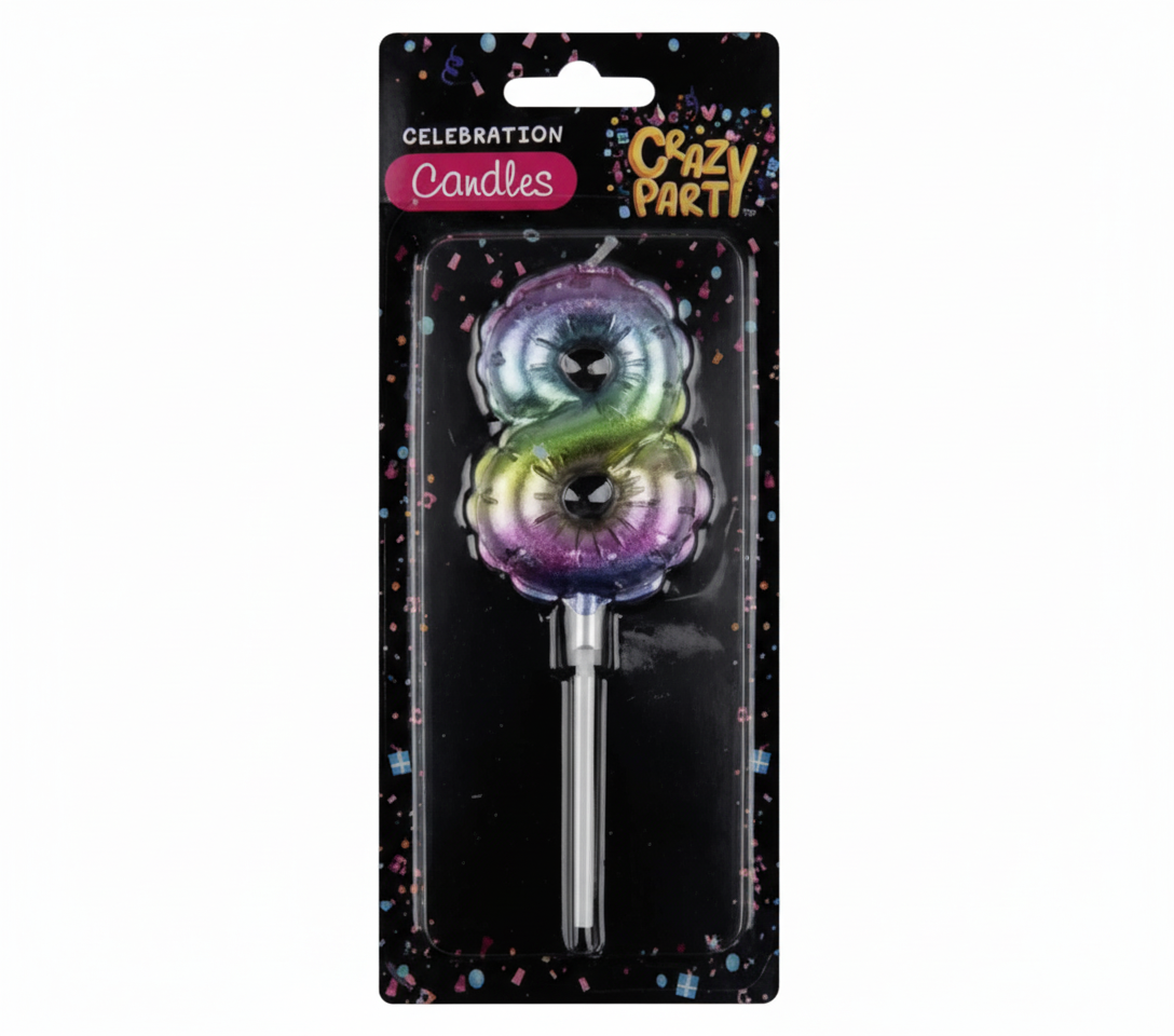 Rainbow Balloon Number 8 Birthday Candle