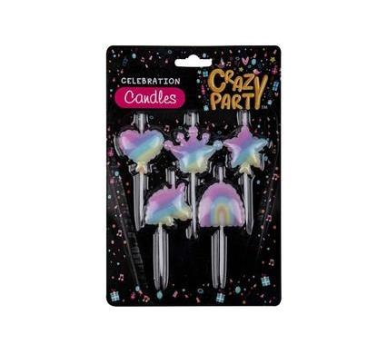 Candle Birthday Shapes Rainbow Assorted - 3 cm