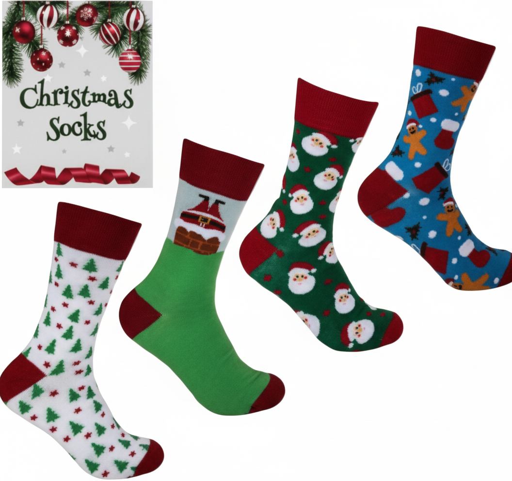 Christmas Socks for Men with Assorted Designs (Pack of 3)