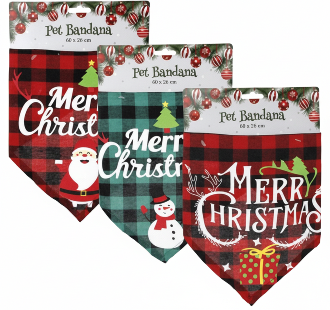 Christmas Pet Bandana - Assorted - 60x26 cm