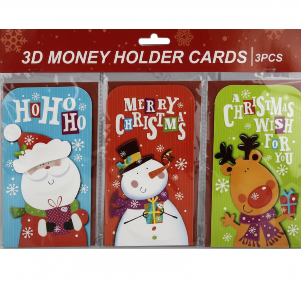 Christmas Cards with Money Envelope - Assorted Designs (3pc)