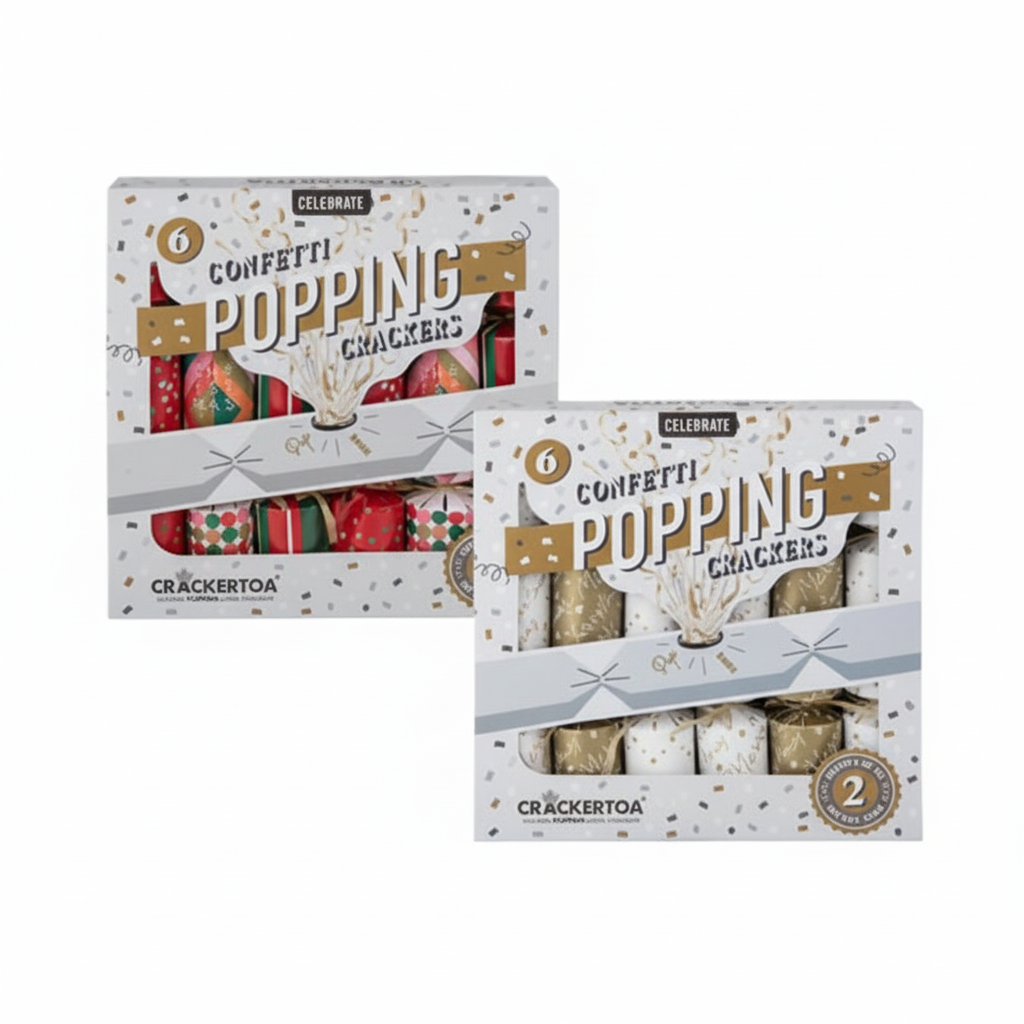 Christmas Crackers Popping Confetti 6pc - Various Colors