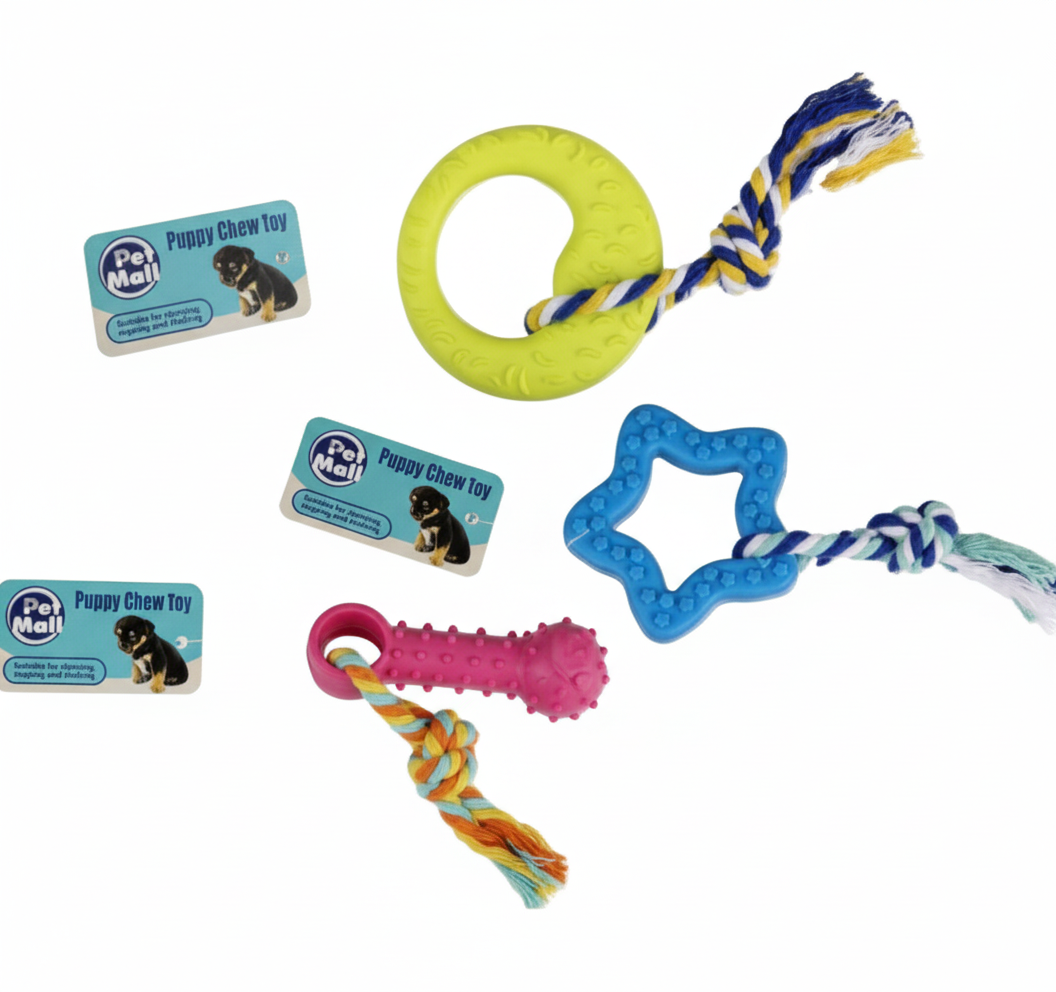 Thermoplastic Rubber Pet Toy with Rope for Puppy - Assorted