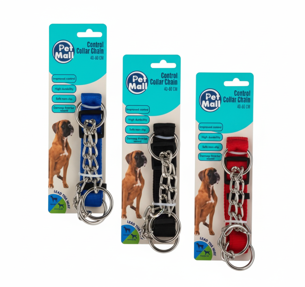 Pet Dog Collar with Control Chain (40-60 cm) - Various Colours