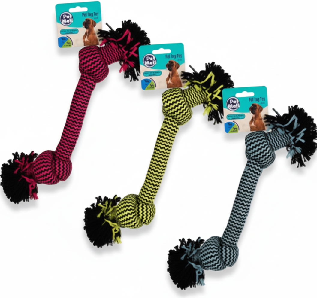 Dog Tug Toy String with Double Knot (37 cm) - Various Colours