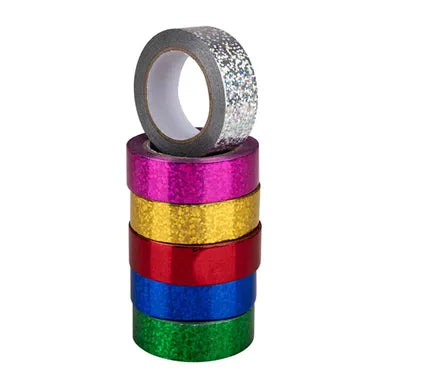 Gift Ribbon Laser - 1.8 x 910 cm - Assorted Colors - 6 Pieces