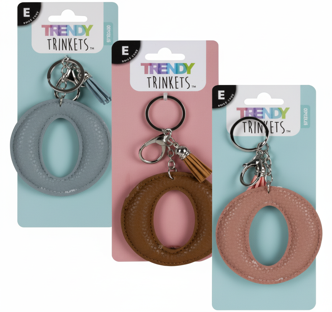 Keychain Faux-Leather - Letter O - Various Colors