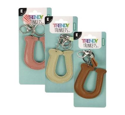 Keychain Alpha Faux Leather Letter U