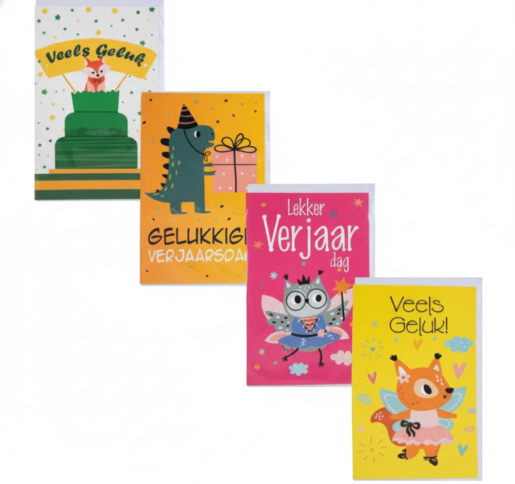 Card and Envelope Birthday - Girl - Afrikaans - Assorted Designs
