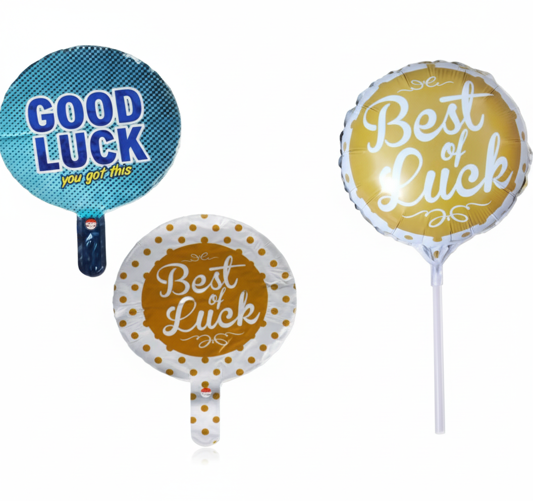 Good Luck Air-Fill Balloon with Stick - Various Colours