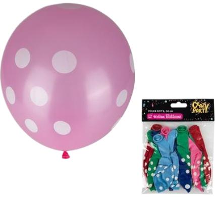Balloons - Suitable for Helium - 12 Pieces - Polka Dot