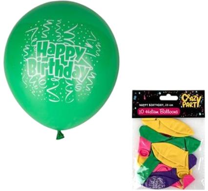 Balloons - Suitable for Helium - 10 Pieces - Mixed Colors - Birthday