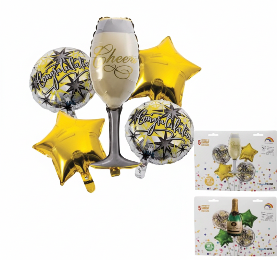 Celebrate Balloon Bouquet with Assorted Designs (5 Piece Set)