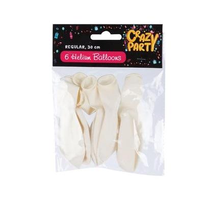 Balloons - Suitable for Helium - 6 Pieces - White