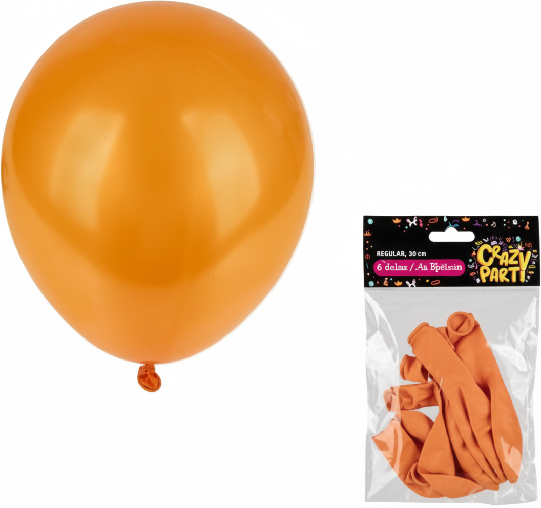Orange Helium Balloons - 6 Pieces