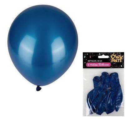 Balloons - Suitable for Helium - 6 Pieces - Metallic Blue