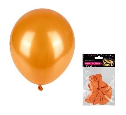 Balloons - Suitable for Helium - 6 Pieces - Metallic Orange