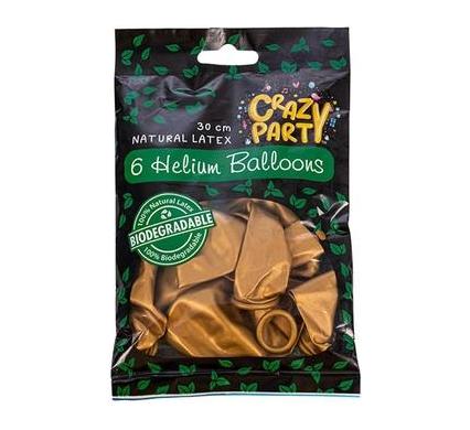 Balloons - Suitable for Helium - 6 Pieces - Biodegradable - Gold