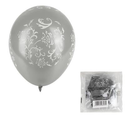 Balloons Helium - 12 Piece Set - Silver Design