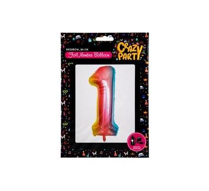 Balloon - Suitable for Helium Foil Rainbow Number 1 - 86cm