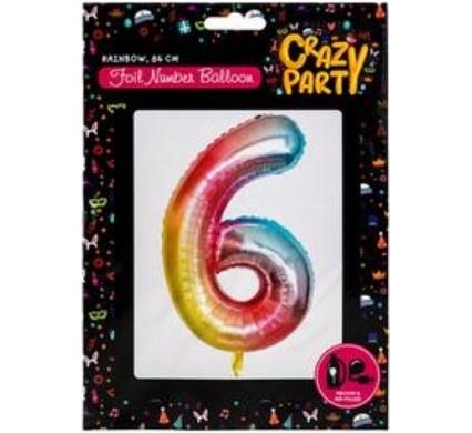 Balloon - Suitable for Helium Foil Rainbow Number 6 - 86 cm