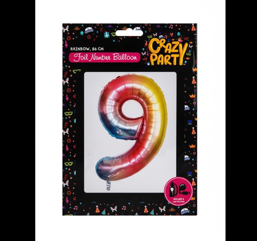 Helium Foil Balloon - Rainbow - 9 - 86cm