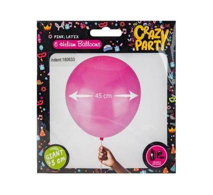 Giant Balloons 6pc Pink - 45cm