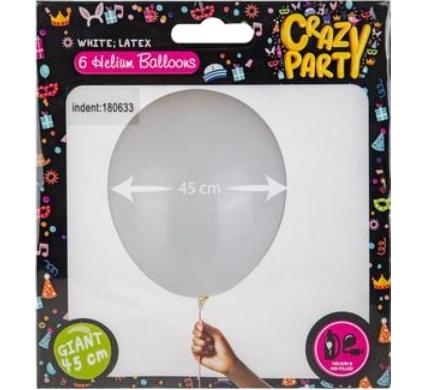Giant Balloons 6pc White - 45cm