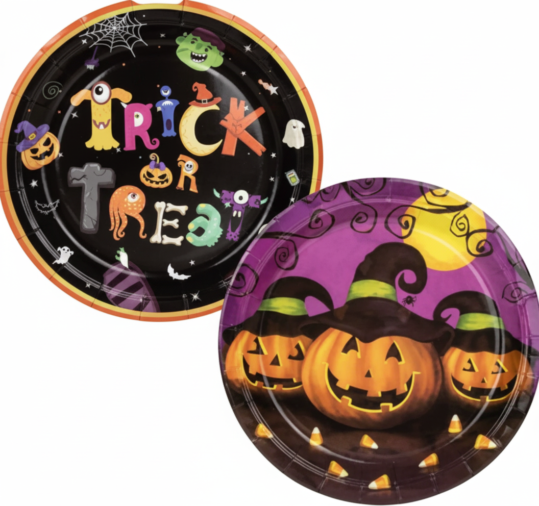 Halloween Themed Party Plates - Assorted
