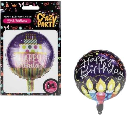 Balloon - Suitable for Helium - Round Happy Birthday - 45 cm