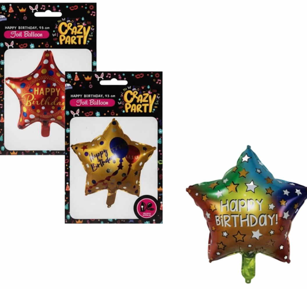 Helium Balloon with Happy Birthday Shape (45 cm) - Various Colours