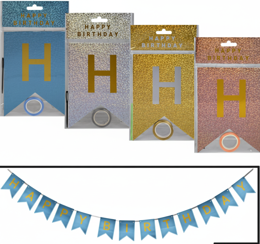 Happy Birthday Party Banner (2 Meter) - Various Colours