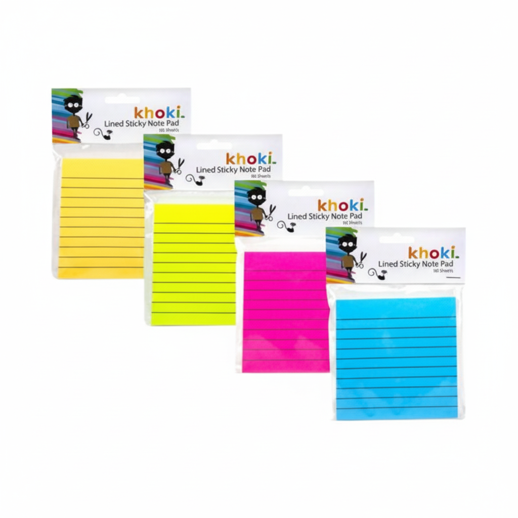 Self-Stick Ruled Note Pad - 90 Sheets - Various Colours