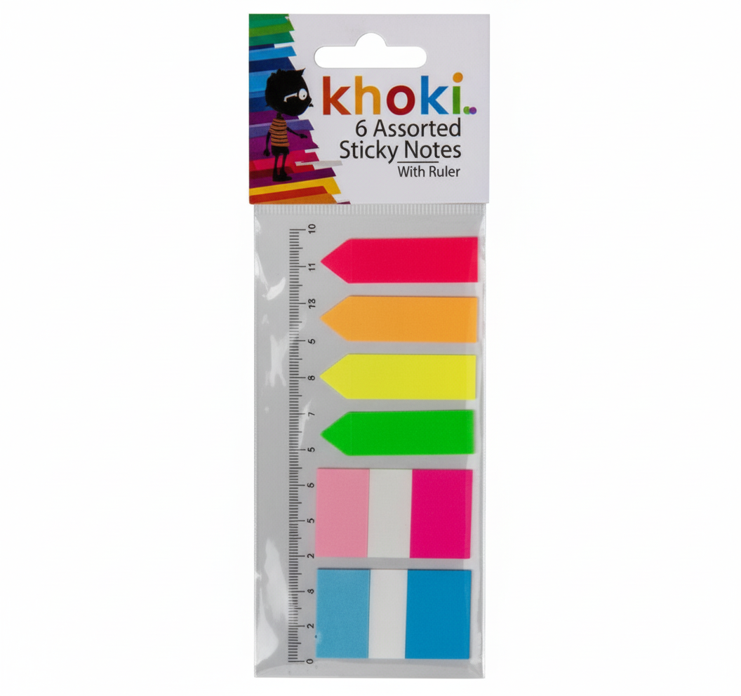 Self Stick Note Pad with Arrow and Flap and Ruler
