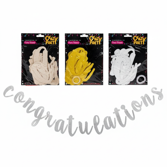 Party Banner with Congratulations (2 Meter) - Various Colours