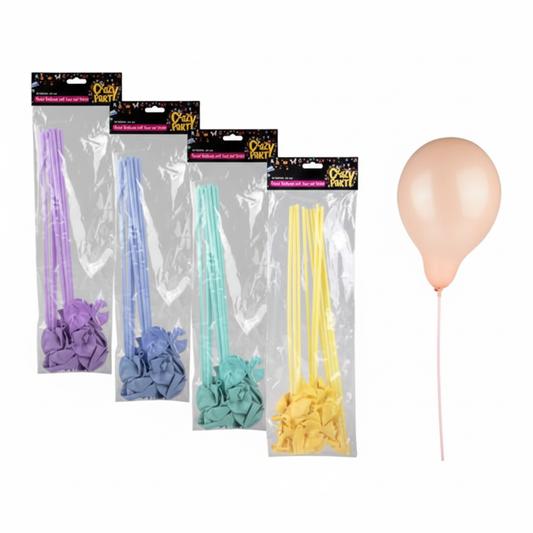Balloons Suitable for Air or Helium 10pc Pastel With Sticks