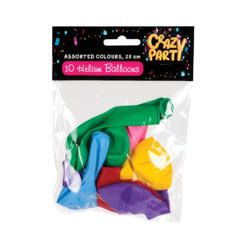 Mixed Colours Balloons Suitable for Helium (10 Pieces)