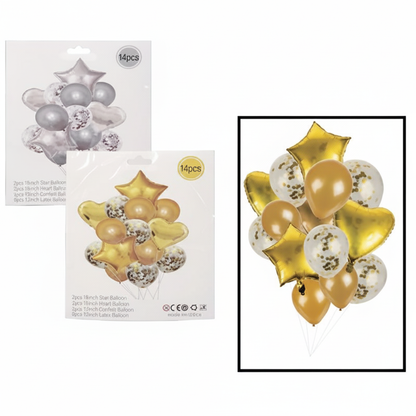 Foil and Latex Balloon Bouquet in Various Colours (14 Pieces)