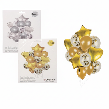 Foil and Latex Balloon Bouquet in Various Colours (14 Pieces)