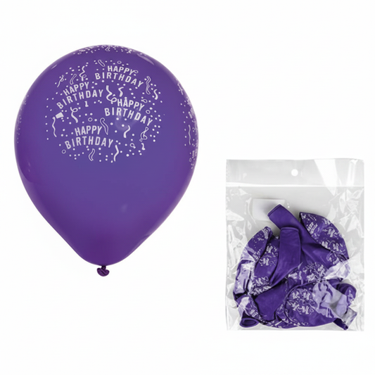 Blue Balloon Suitable For Helium with Printed Happy Birthday - Bulk Pack of 12