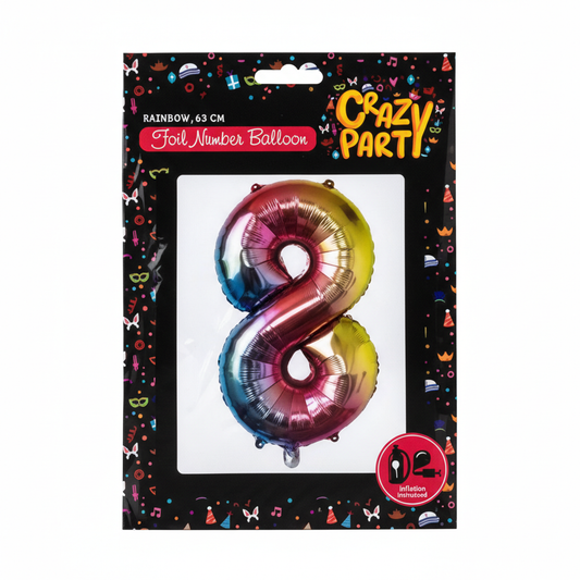 No. 8 Foil Balloon Suitable for Helium Rainbow - 65 cm
