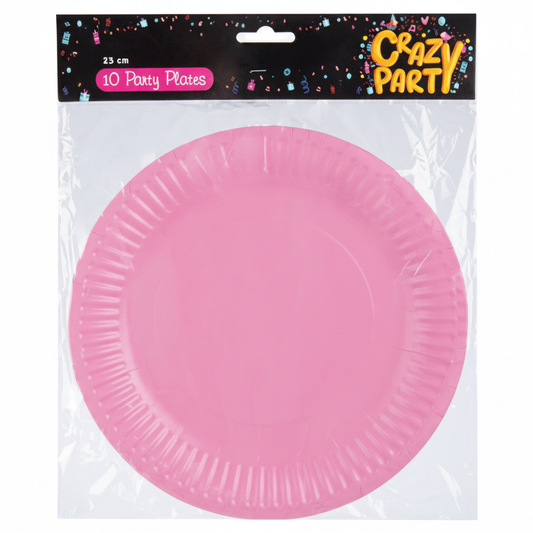 Pink Party Plates with 10 Pieces (23 cm)