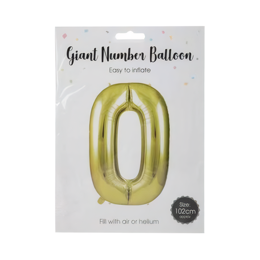 Gold Helium Balloon - Foil Number 0 - 102cm