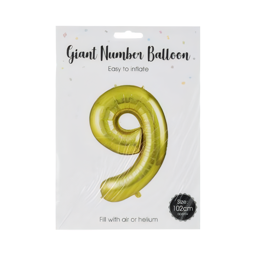 Gold Foil Helium Number 9 Balloon (102 cm)